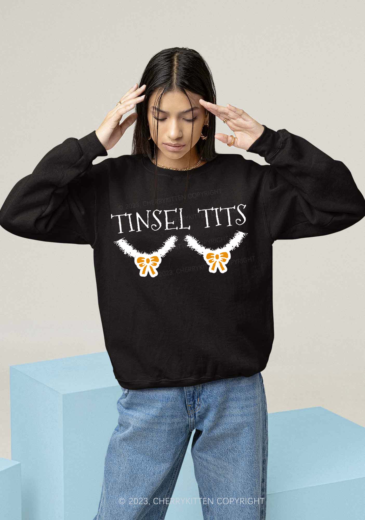 Tinsel Txts Christmas Y2K Sweatshirt Cherrykitten