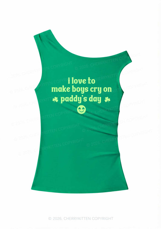 Make Boys Cry On Paddys Day St Patricks Y2K Off Shoulder Tank Top Cherrykitten