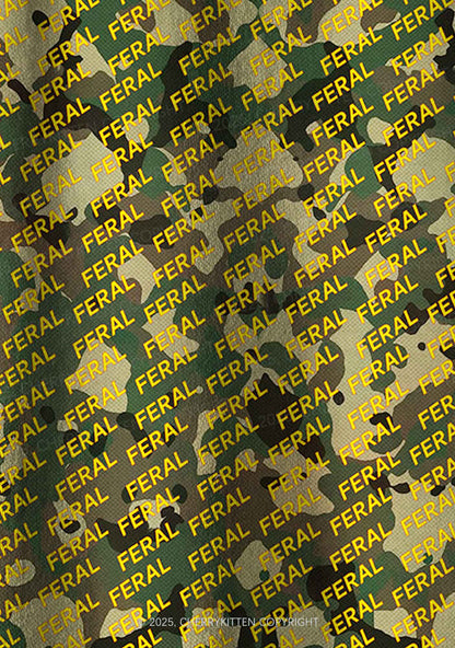 Wild Camouflage Feral Y2K Fleece Long Sleeve Pajama Set Cherrykitten