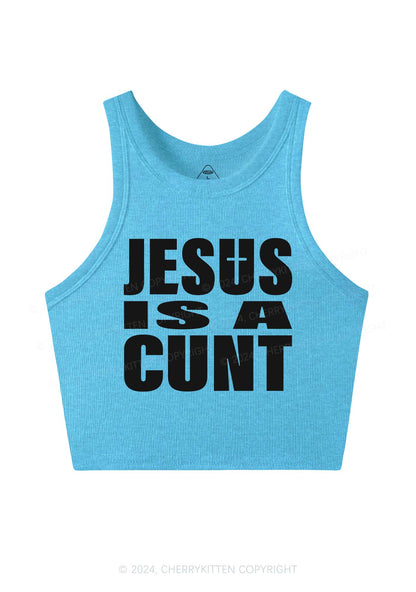 Jesus Is A Cxxt Y2K Crop Tank Top Cherrykitten