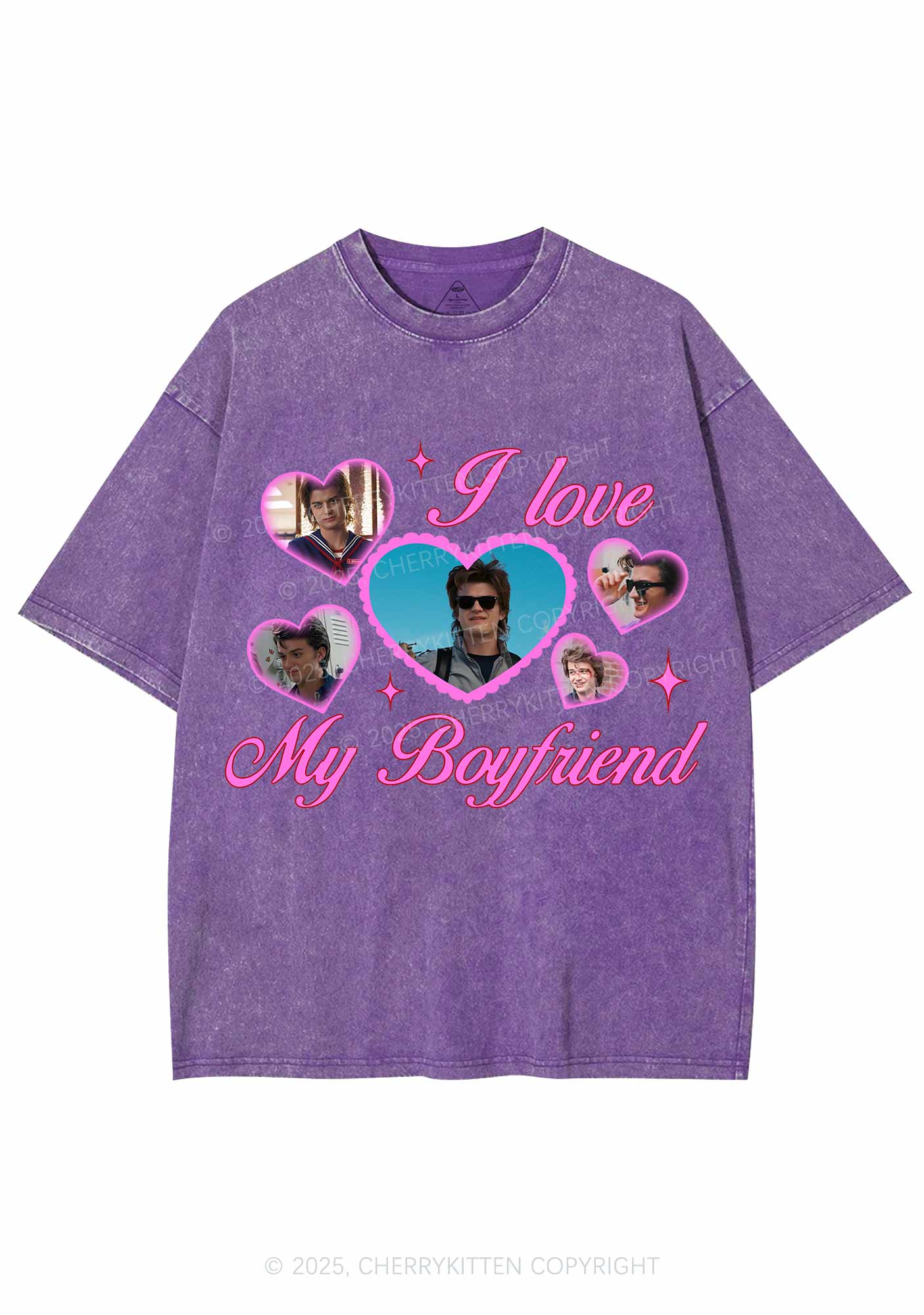 I Love My Boyfriend SH Y2K Shirts Washed Tee Cherrykitten