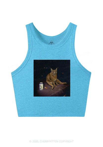 Drinking Floppa Y2K Crop Tank Top Cherrykitten