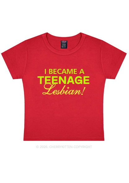 I Became A Teenage Lesbian Pride Y2K Baby Tee Cherrykitten