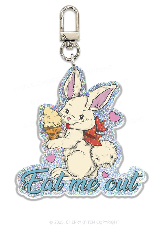 Eat Me Out Bunny 1Pc Y2K Glitter Keychain Cherrykitten
