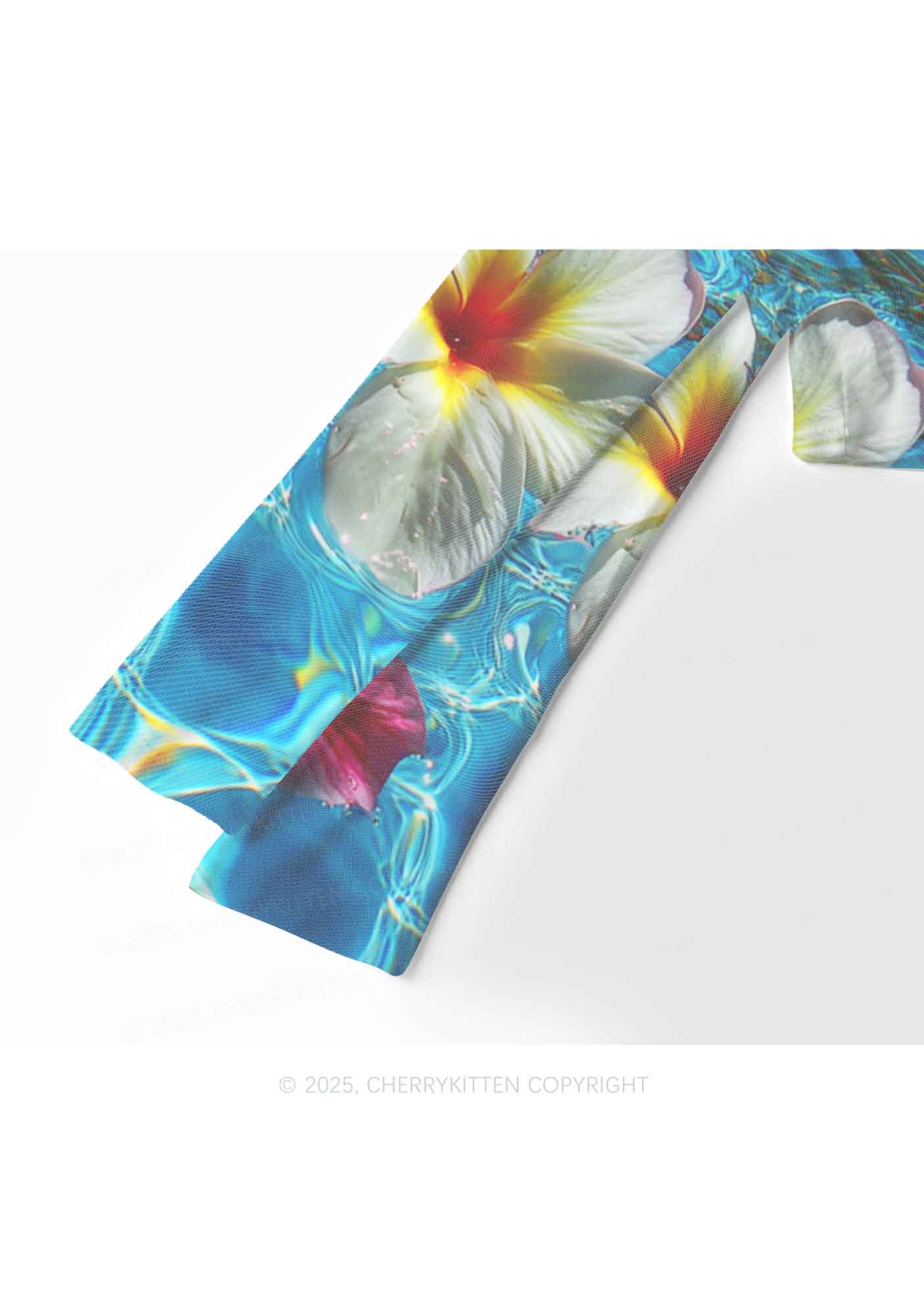 Blooming Floral Y2K Mesh Long Sleeve Crop Top Cherrykitten