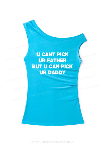 U Can Pick Ur Daddy Y2K Off Shoulder Tank Top Cherrykitten