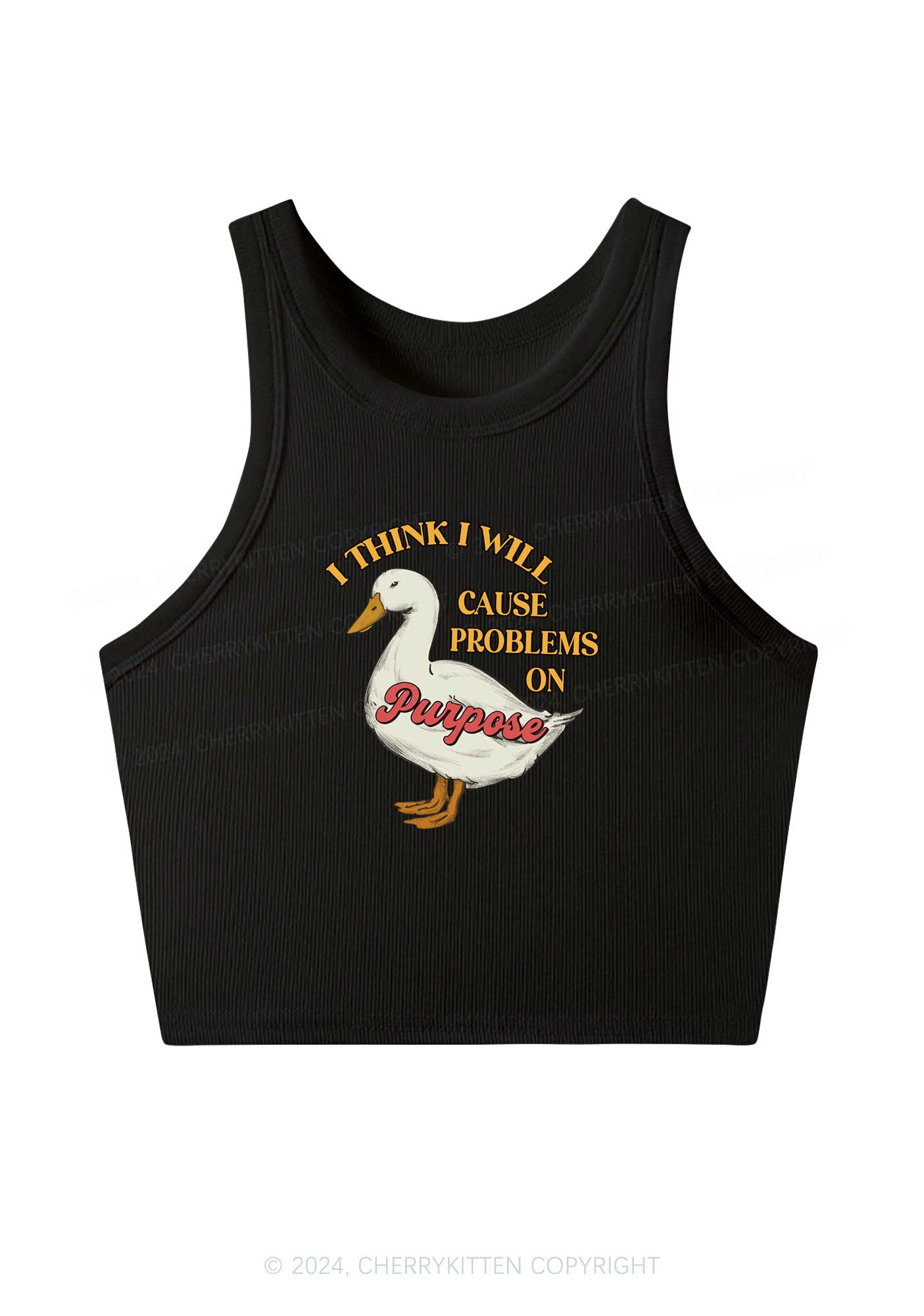 Cause Problems On Purpose Y2K Crop Tank Top Cherrykitten