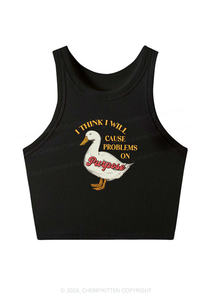 Cause Problems On Purpose Y2K Crop Tank Top Cherrykitten