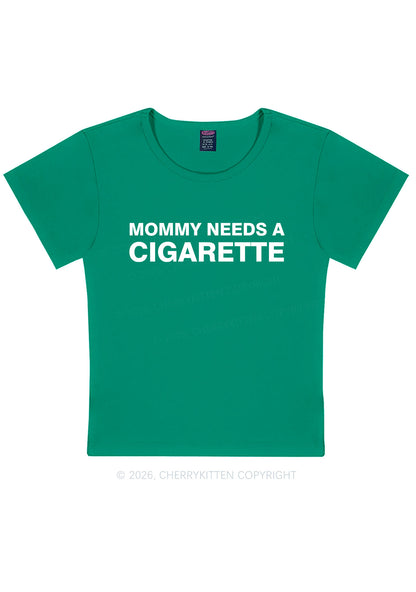 Mommy Needs A Cigarette Y2K Baby Tee Cherrykitten