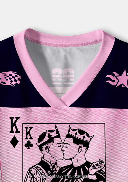 Pink Gradient Gay King Pride Y2K Crop Sport Jersey Shirts Cherrykitten