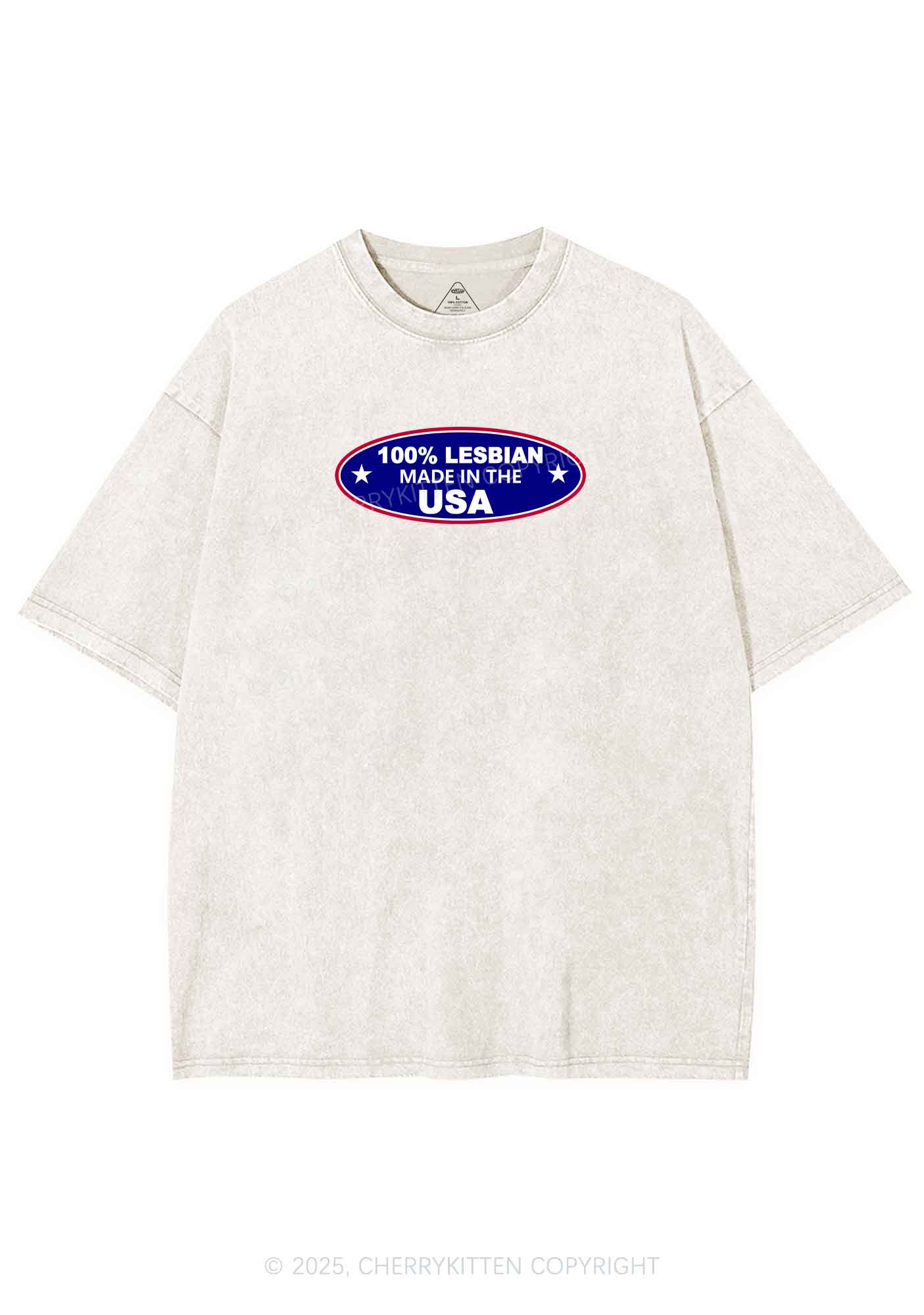 Lesbian Made In USA Y2K Shirts Washed Tee Cherrykitten