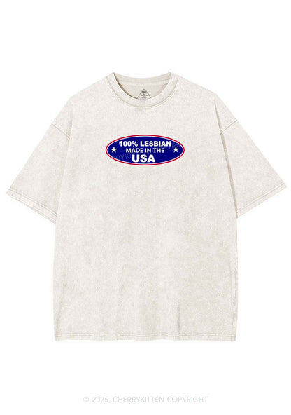 Lesbian Made In USA Y2K Shirts Washed Tee Cherrykitten