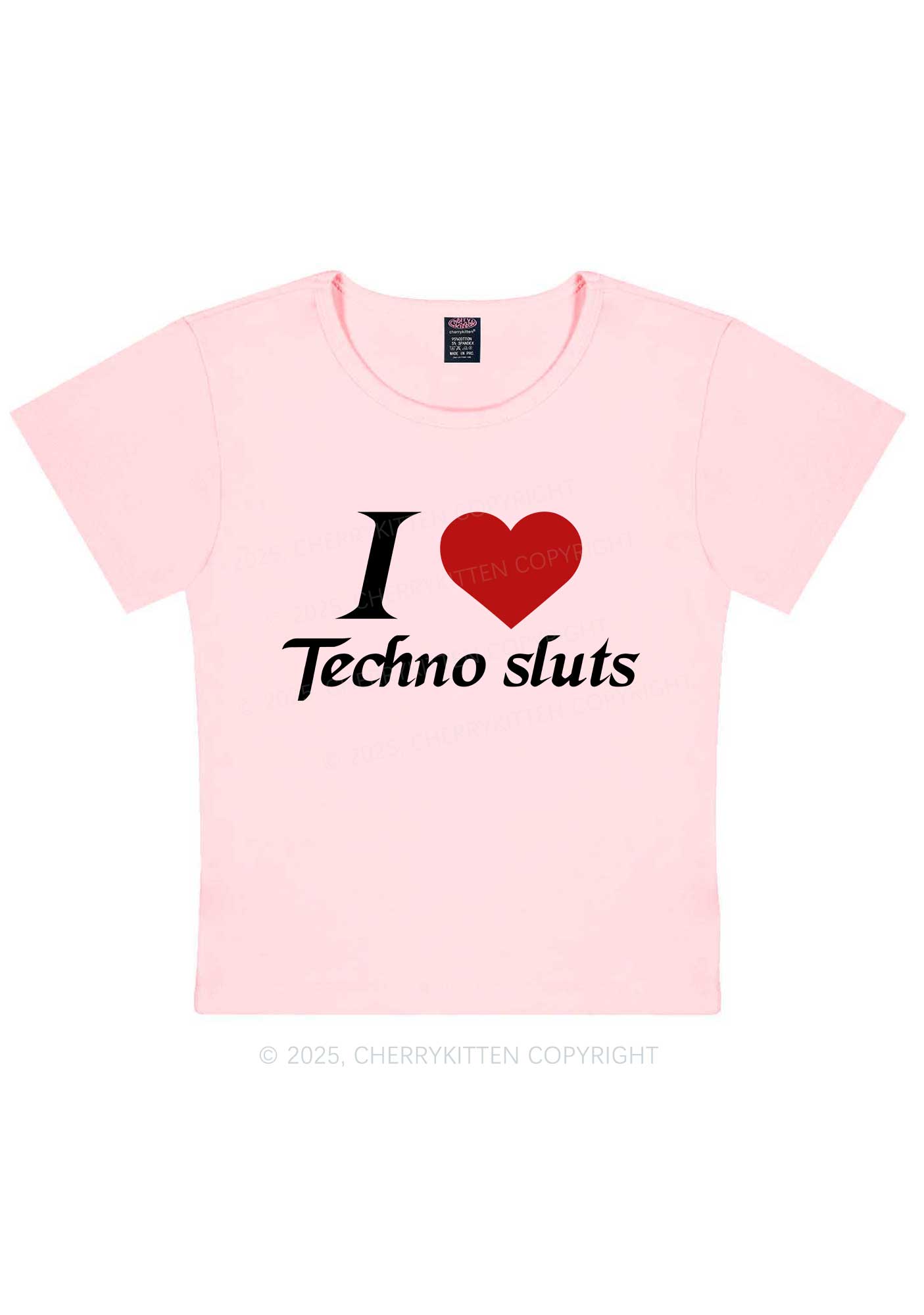 I Love Techno Slxts Y2K Baby Tee Cherrykitten