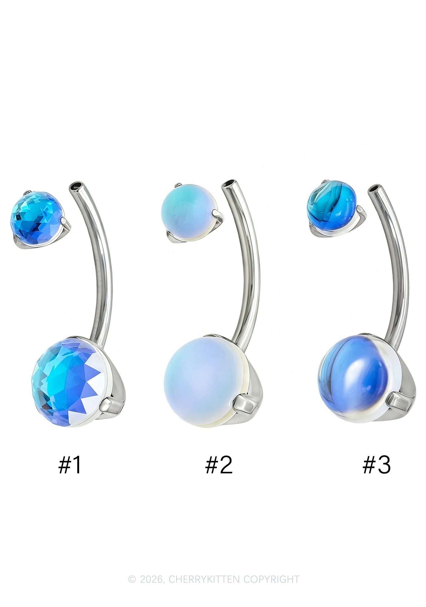 1pc Titanium Moonstone Y2K Navel Piercing Cherrykitten