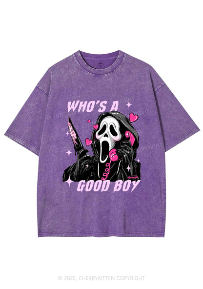 Halloween Ghost Good Boy Y2K Shirts Washed Tee Cherrykitten