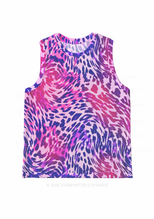 Bisexual Leopard Pride Y2K Mesh Muscle Tank Cherrykitten