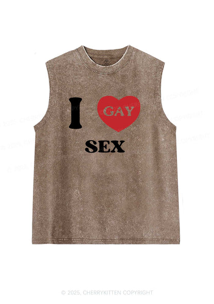 I Love Sx Gay Pride Y2K Washed Muscle Tank Cherrykitten