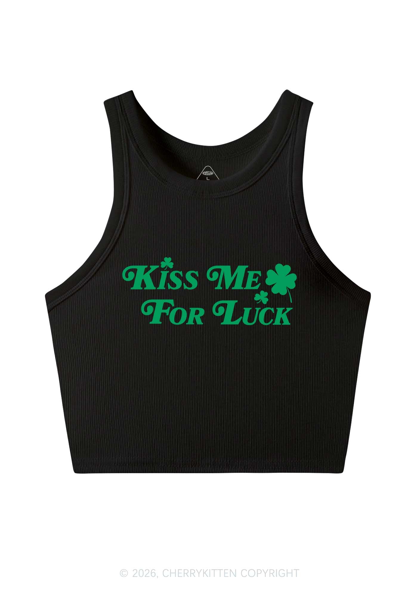 Kiss Me For Luck St Patricks Y2K Crop Tank Top Cherrykitten