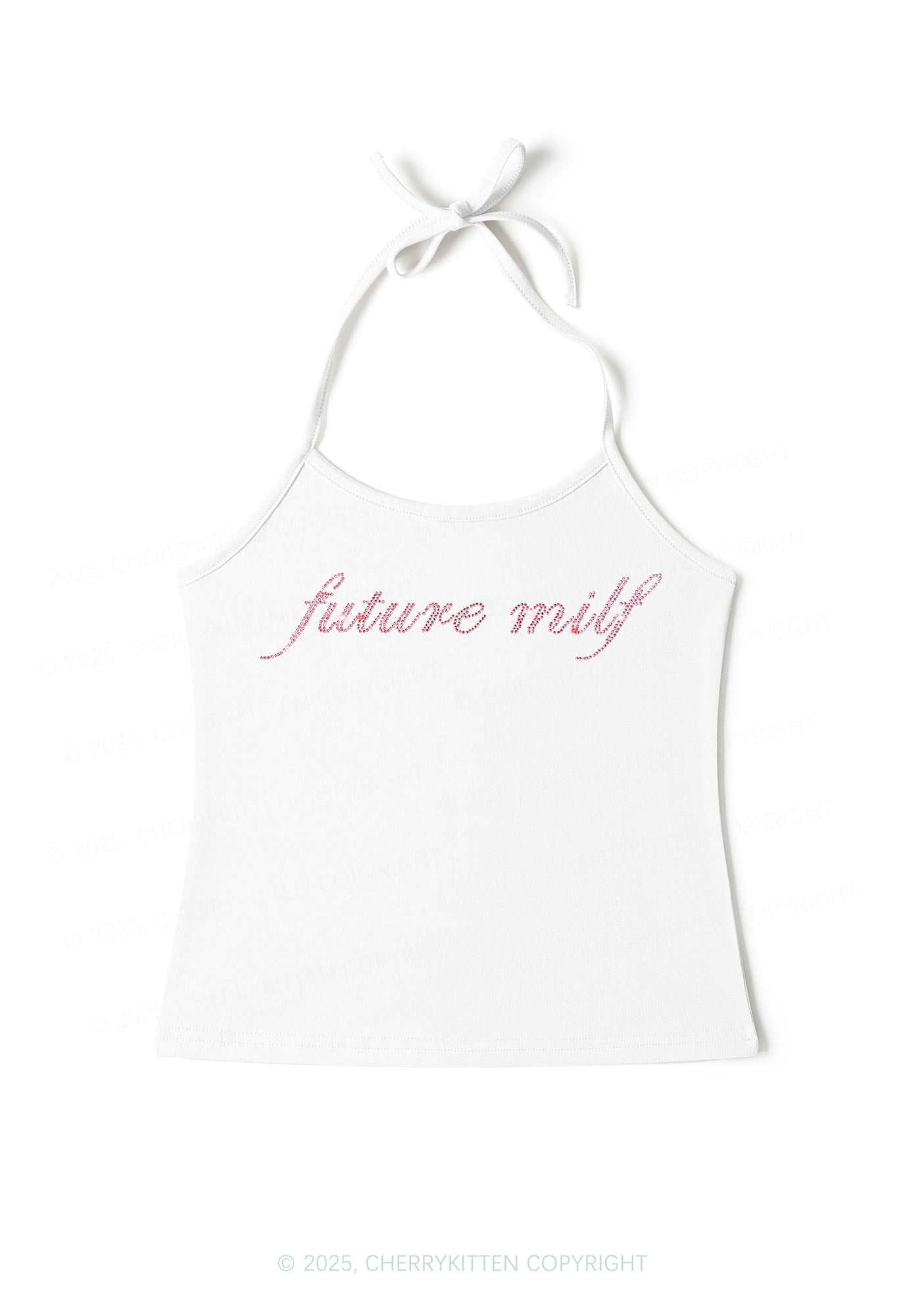 Rhinestone Pink Future Mxxf Y2K Halter Neck Cami Cherrykitten
