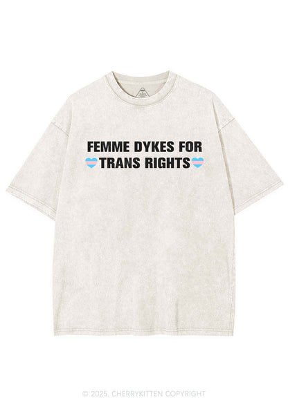 Femme Dykes For Trans Rights Y2K Shirts Washed Tee Cherrykitten