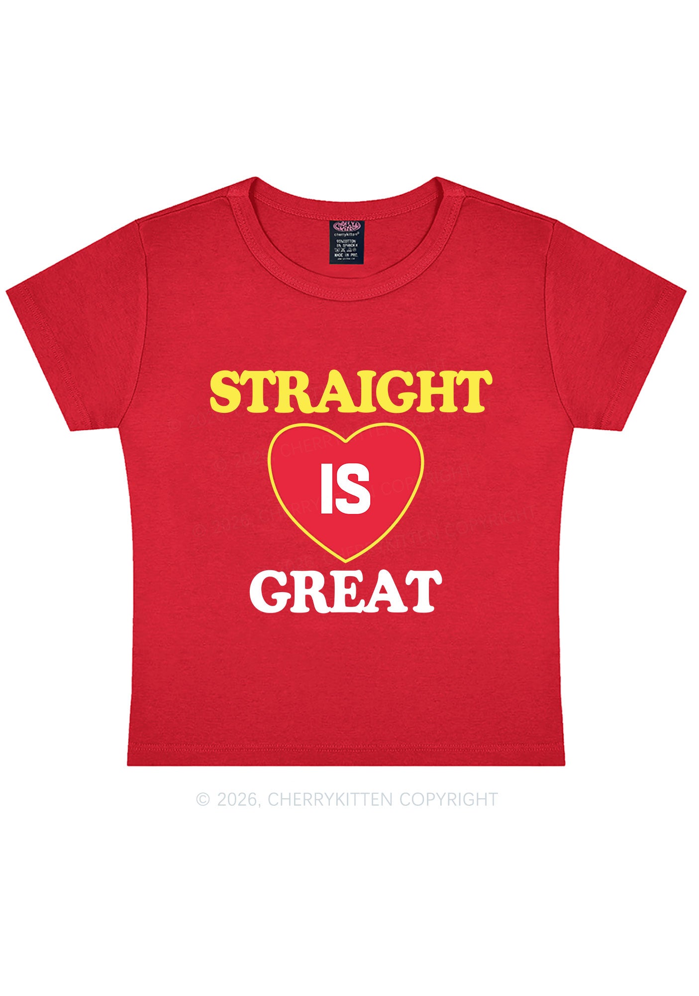 Straight Is Great Pride Y2K Baby Tee Cherrykitten