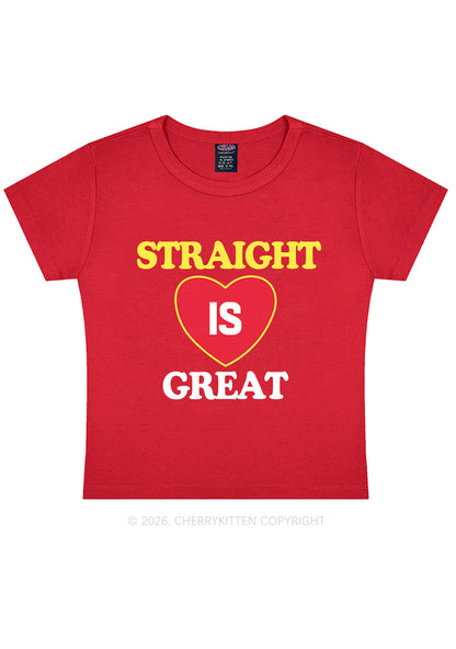Straight Is Great Pride Y2K Baby Tee Cherrykitten