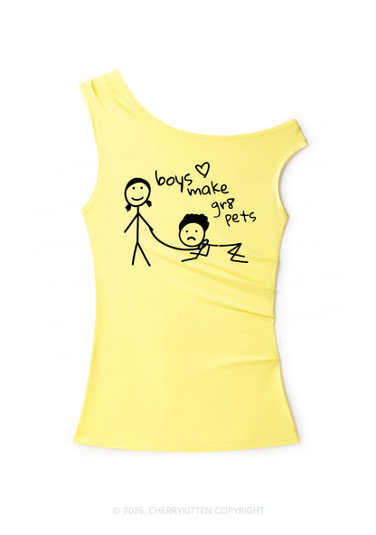 Boys Make Gr8 Pets Y2K Off Shoulder Tank Top Cherrykitten