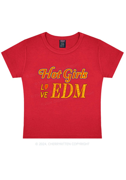 Hot Girls Love Edm Y2K Baby Tee Cherrykitten
