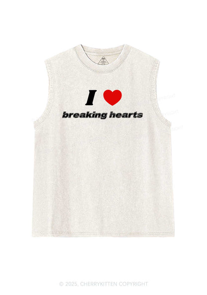 I Love Breaking Hearts Y2K Washed Muscle Tank Cherrykitten
