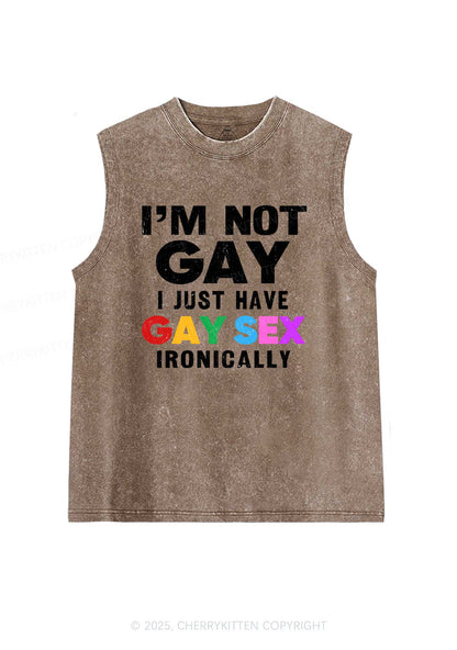 Gay Sx Ironically Pride Y2K Washed Muscle Tank Cherrykitten
