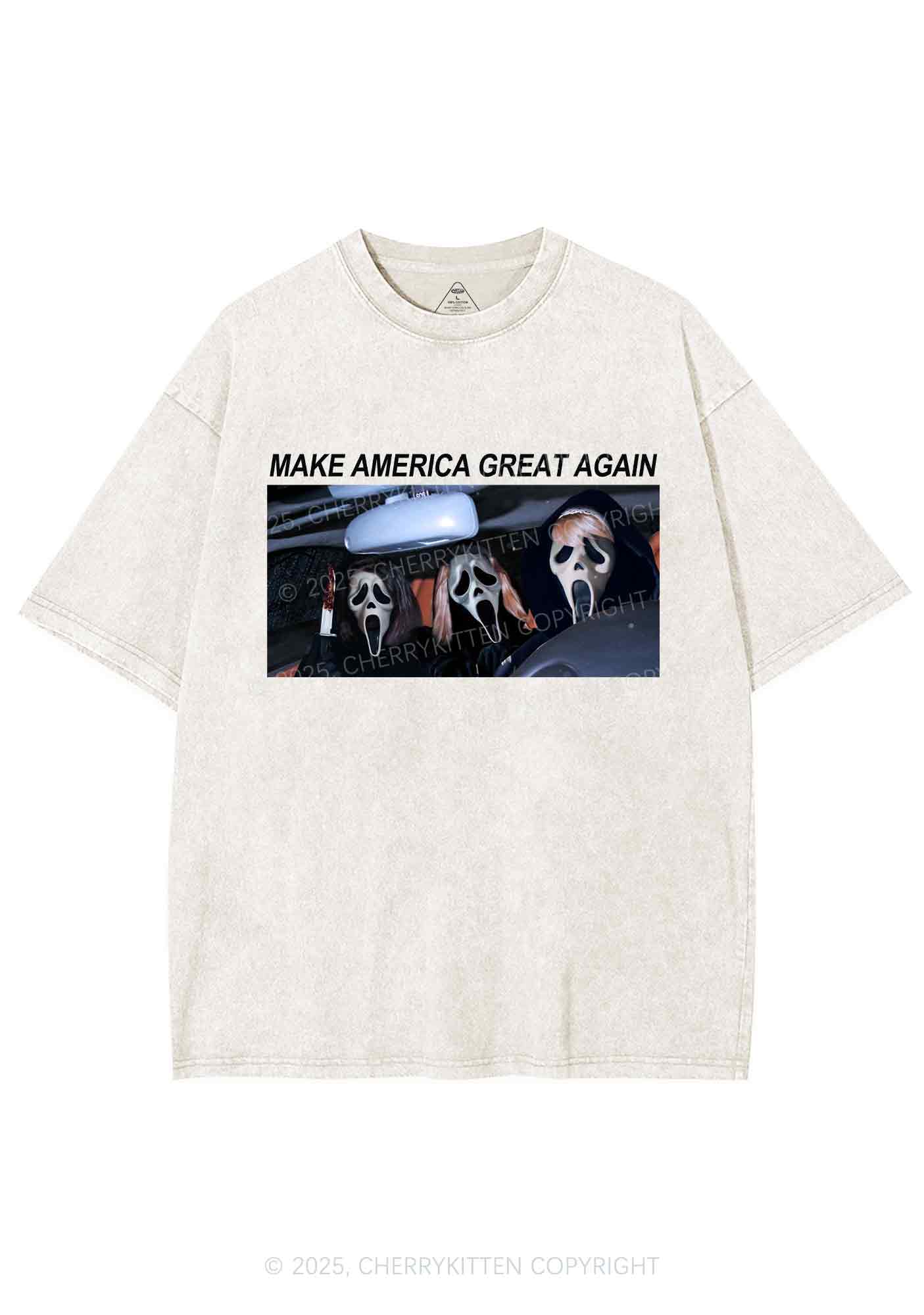 Halloween Ghost Make America Great Again Y2K Shirts Washed Tee Cherrykitten