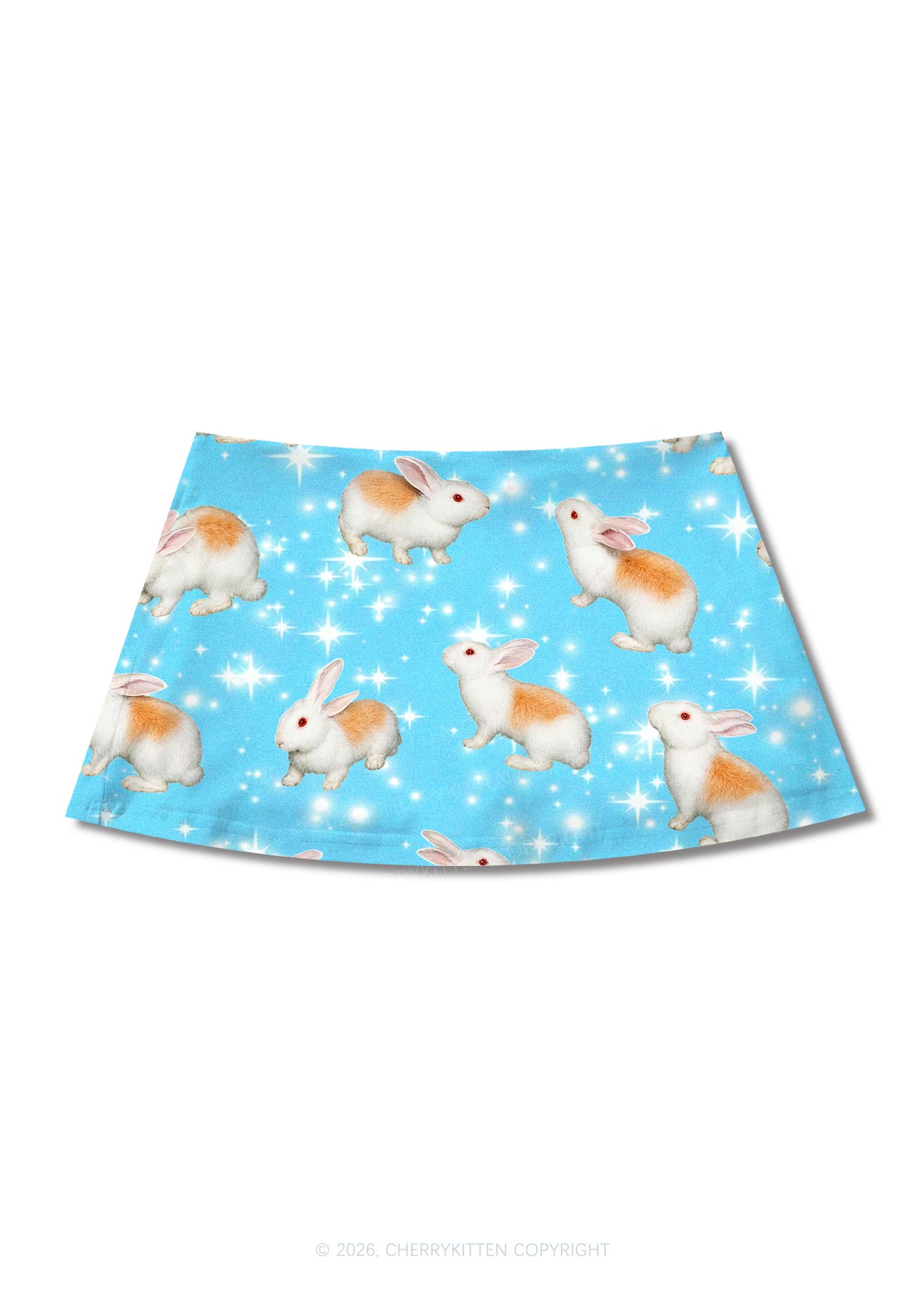 Orange Spotted Bunny Y2K Print Mini Skirt Cherrykitten