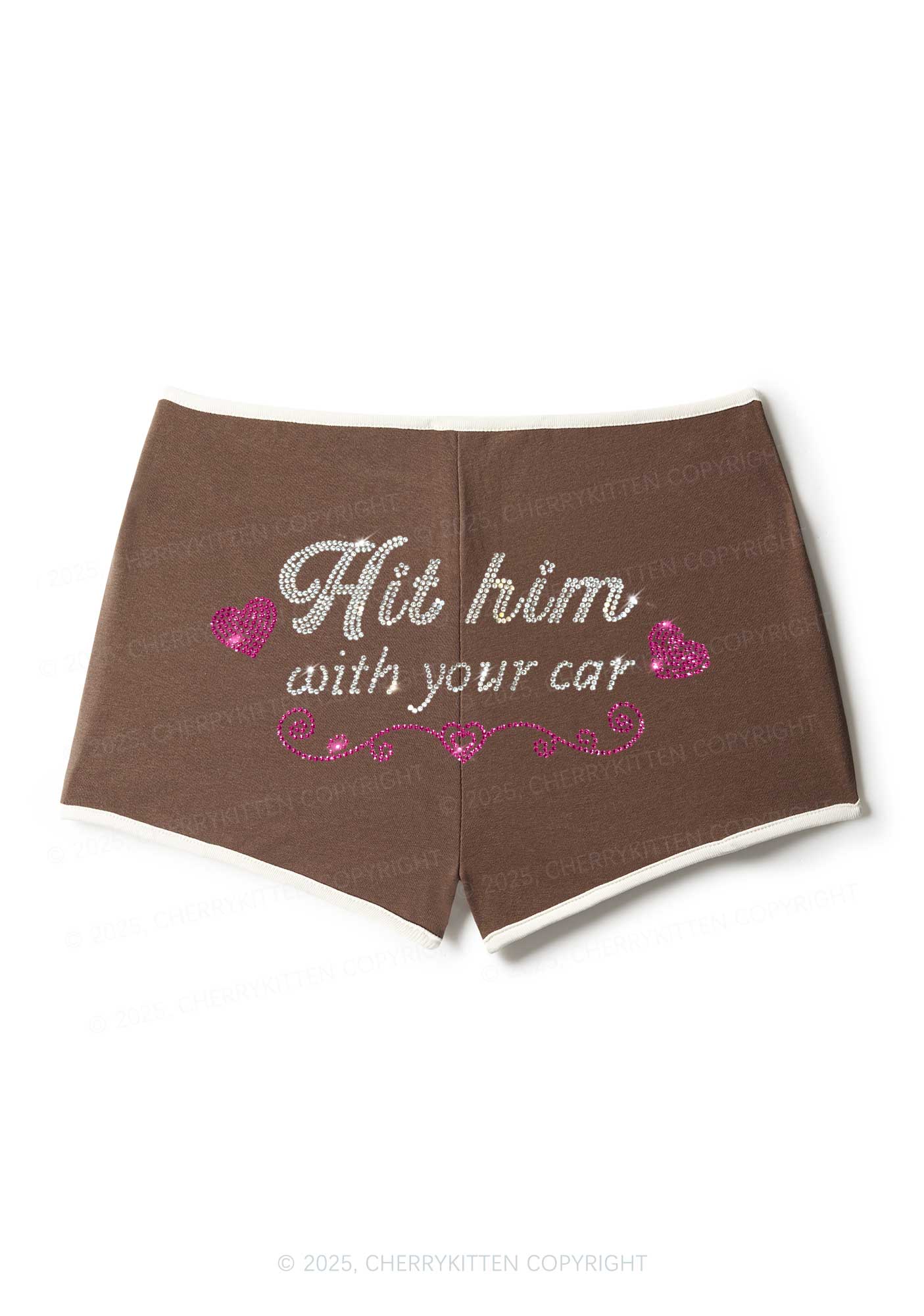 Rhinestone Hit Him Y2K Booty Shorts Cherrykitten