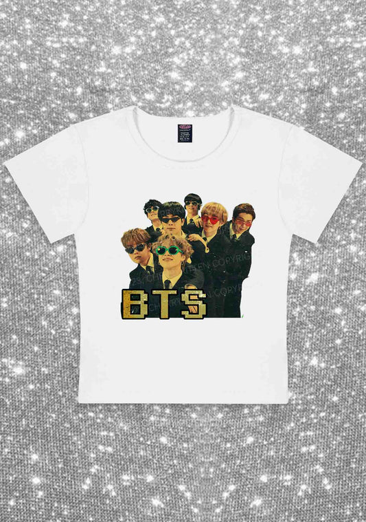 Vintage Bangtan Boys Kpop Y2K Baby Tee Cherrykitten