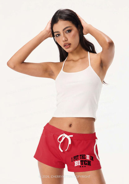 I Put The Bi In Bxxch Pride Y2K Drawstring Mini Shorts Cherrykitten