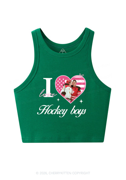 I Love US Hockey Boys HR Y2K Crop Tank Top Cherrykitten