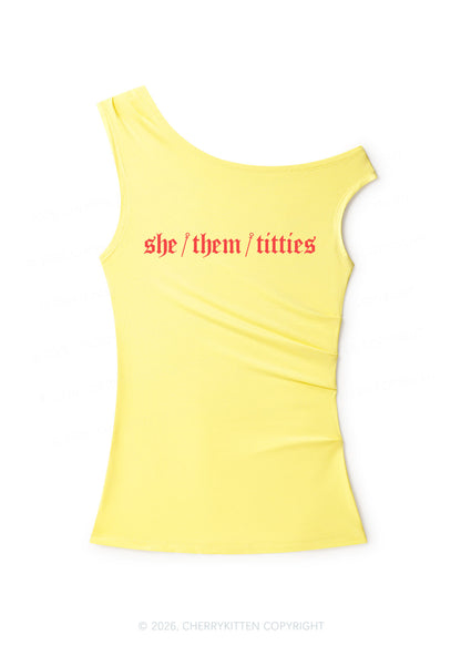 She Them Txtties Pride Y2K Off Shoulder Tank Top Cherrykitten