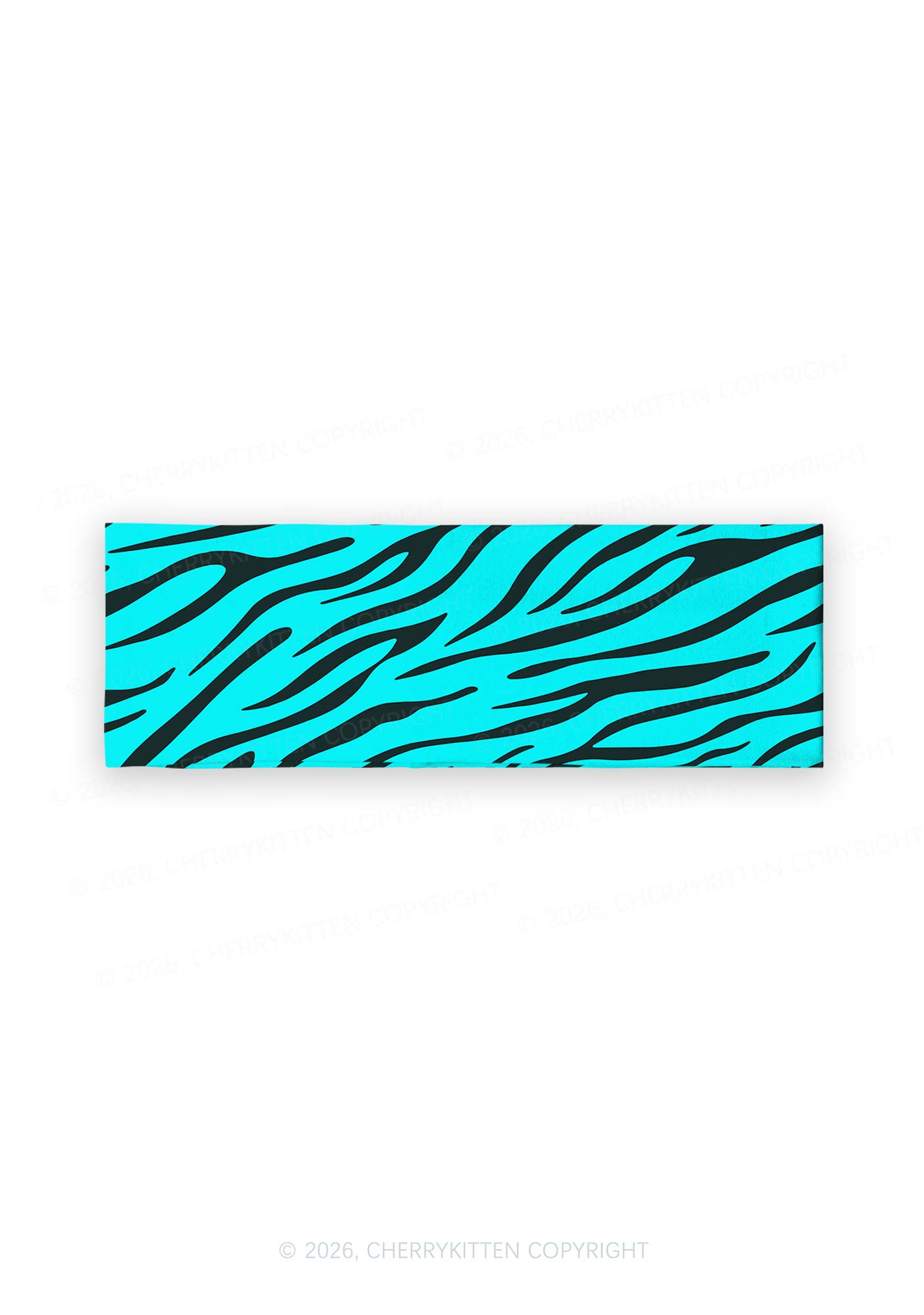 Bright Cyan Zebra Stripes Y2K Print Headband Cherrykitten