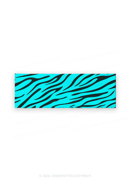 Bright Cyan Zebra Stripes Y2K Print Headband Cherrykitten