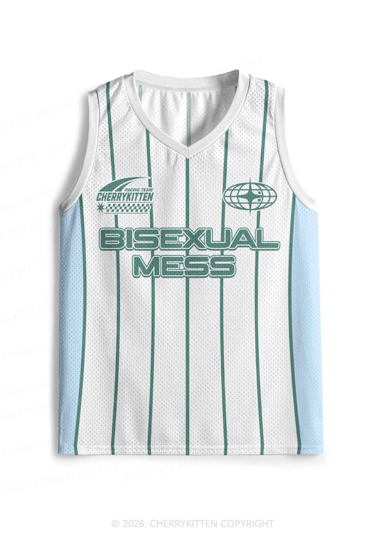 Green Stripes Bisexual Mess Pride Y2K Sport Jersey Tank Cherrykitten