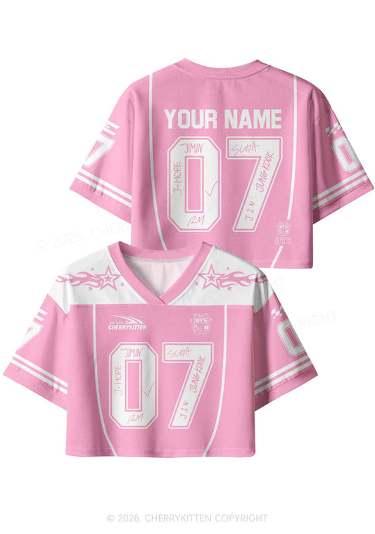Custom Pink Korean Boys Y2K Crop Sport Jersey Shirts Cherrykitten