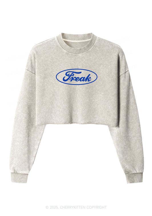 Oval Freak Y2K Crop Washed Sweatshirts Cherrykitten