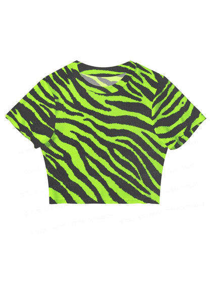Green Zebra Y2K Mesh Crop Top Cherrykitten