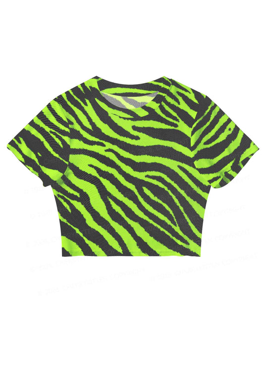 Green Zebra Y2K Mesh Crop Top Cherrykitten