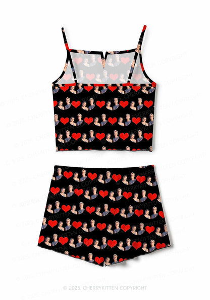Custom Couple Photo Valentine's Day Y2K Print Cami Shorts Pajama Set Cherrykitten