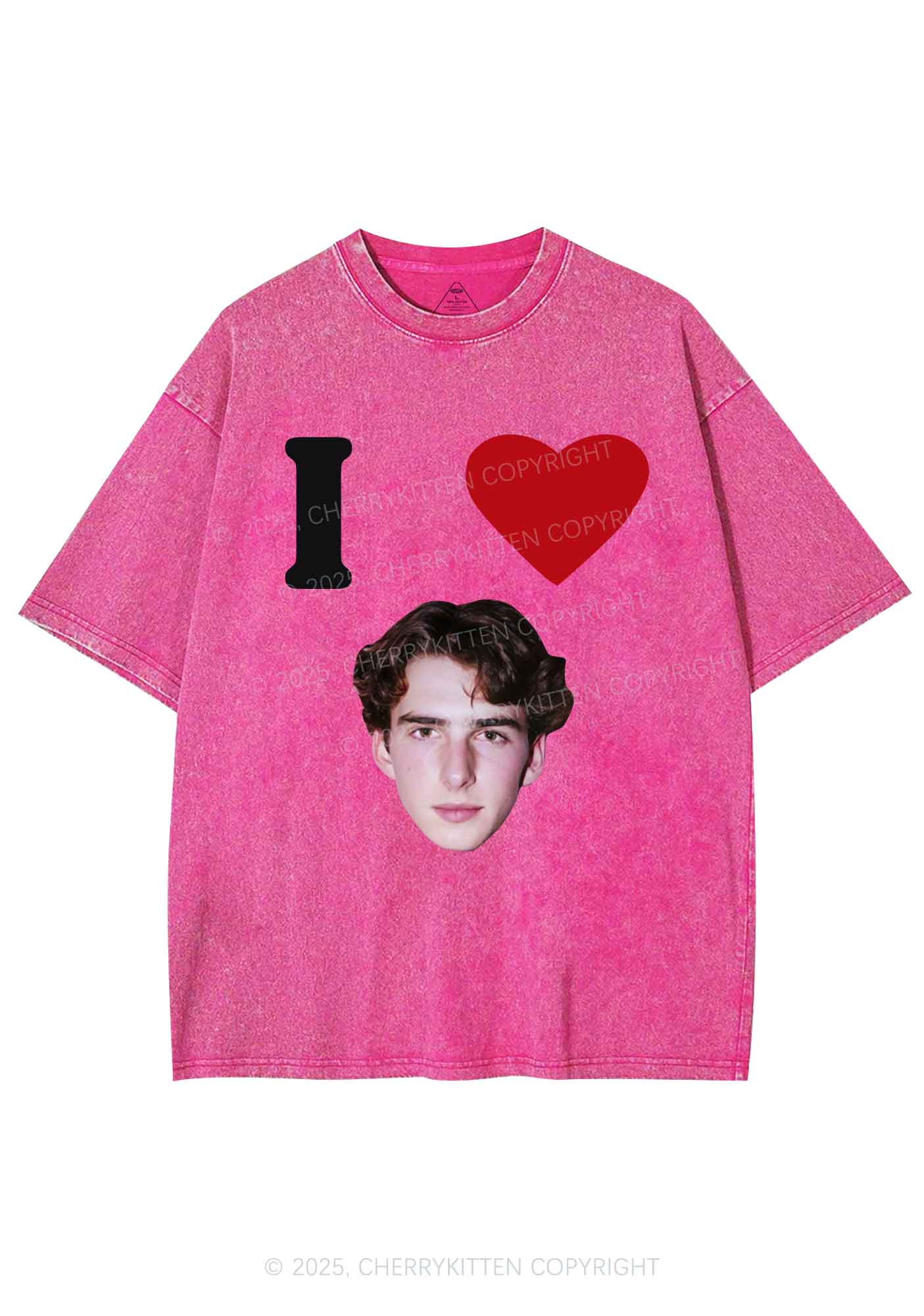 I Love Custom Portrait Y2K Shirts Washed Tee Cherrykitten