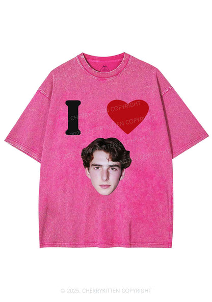 I Love Custom Portrait Y2K Shirts Washed Tee Cherrykitten
