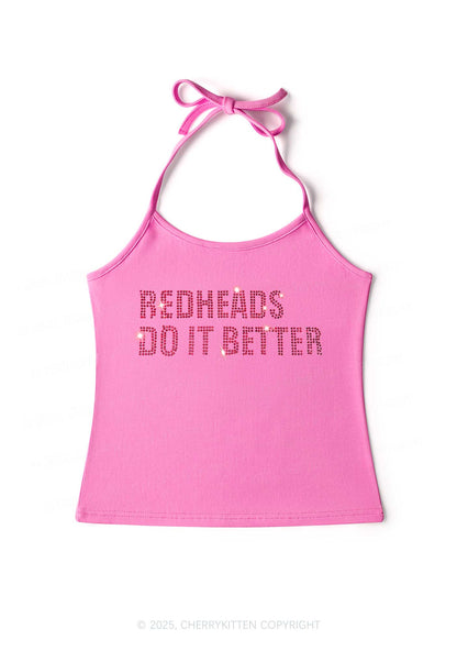 Rhinestone Redheads Do It Better Y2K Halter Neck Cami Cherrykitten
