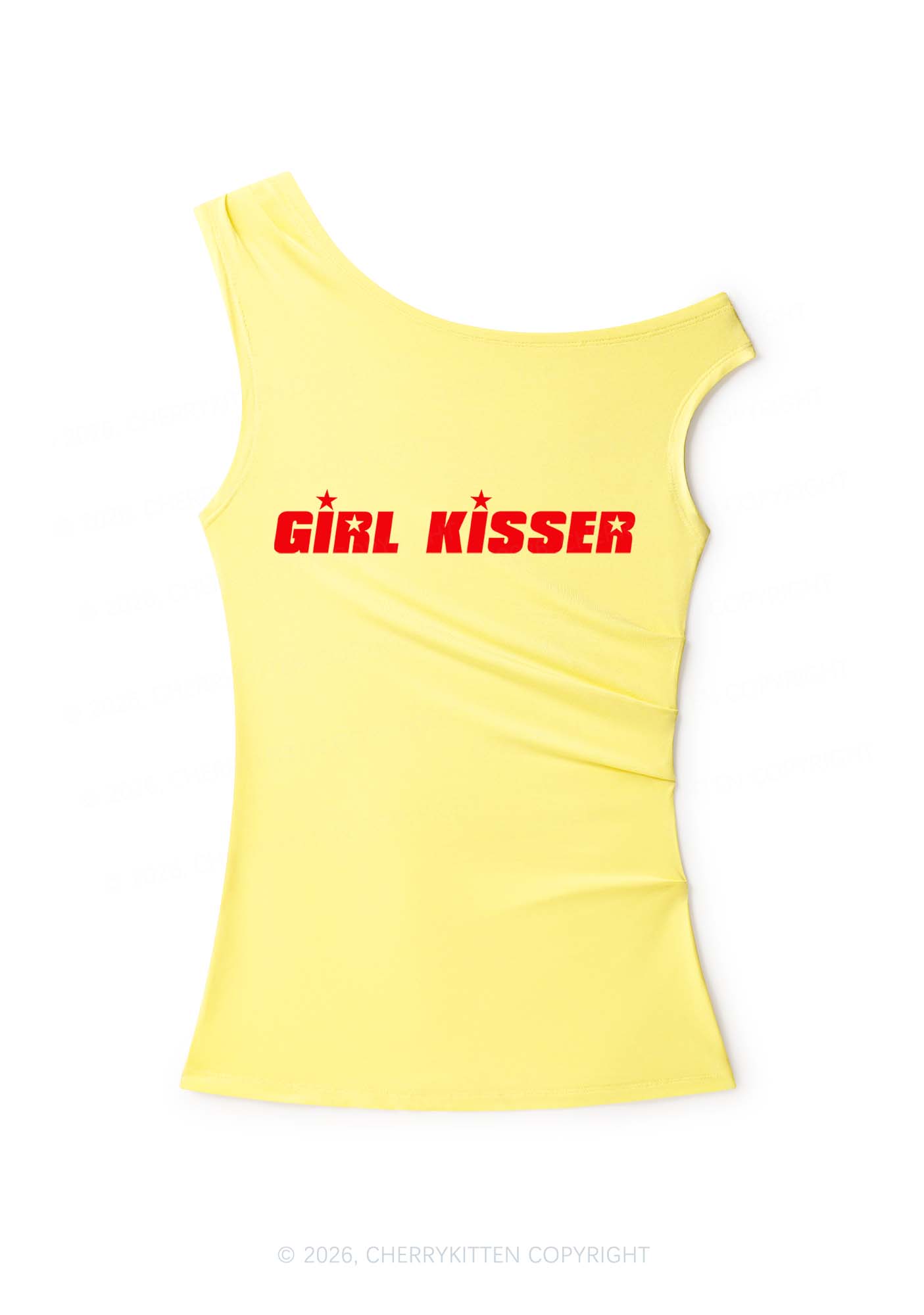 Girl Kisser Star Y2K Off Shoulder Tank Top Cherrykitten