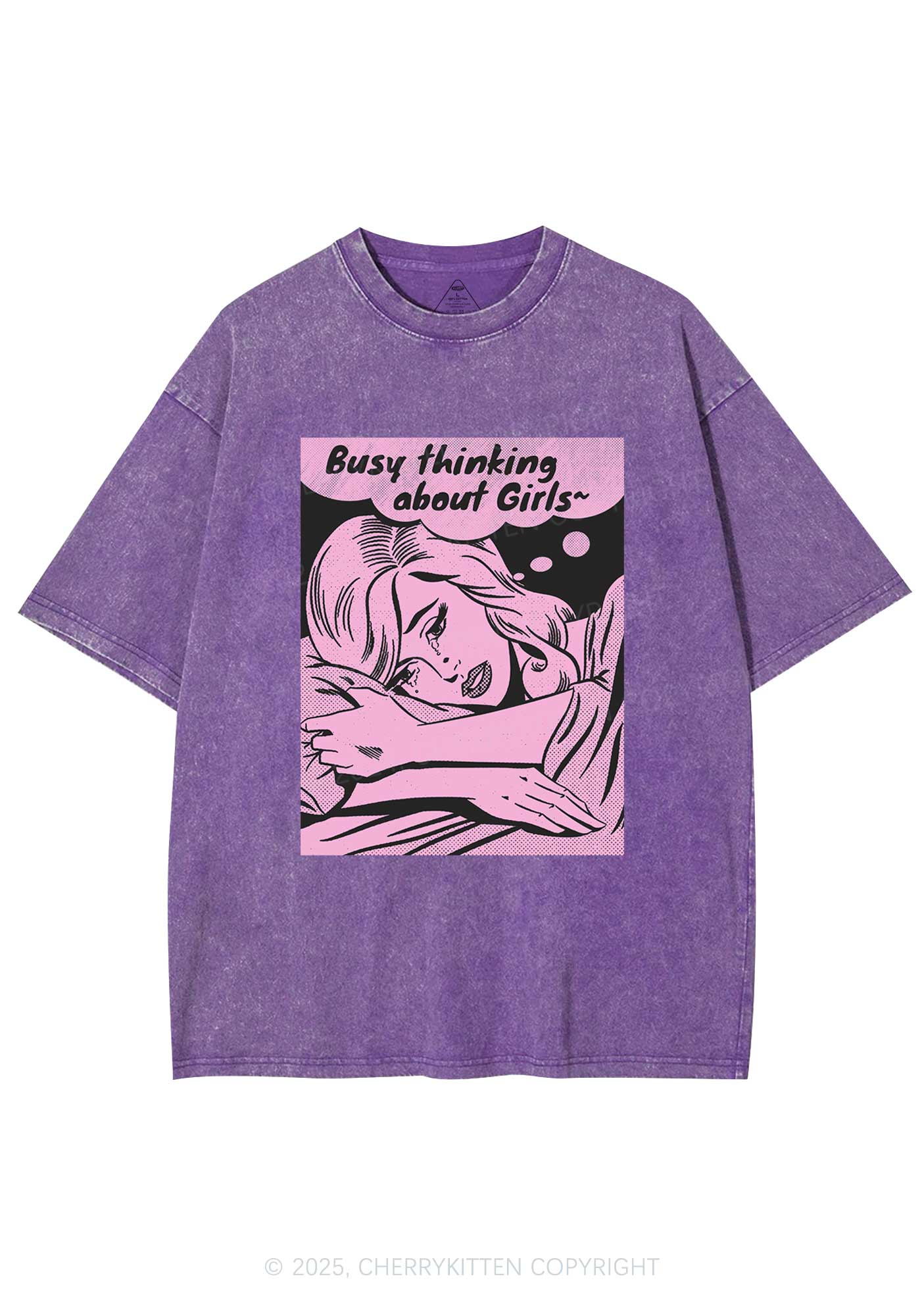 Busy Thinking About Girls Y2K Shirts Washed Tee Cherrykitten